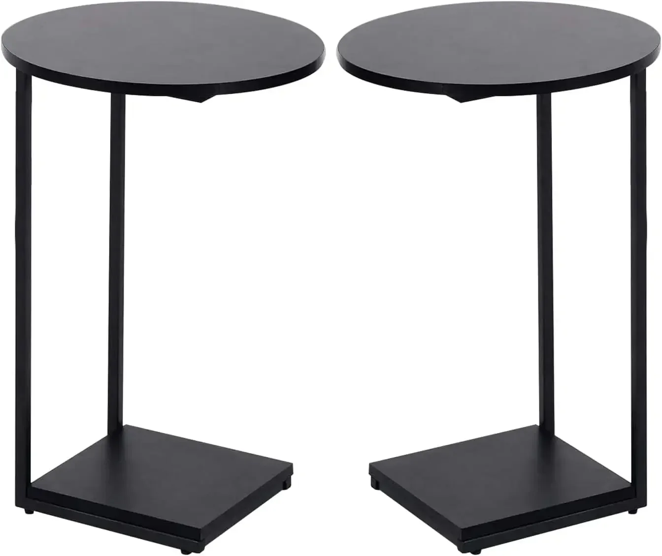 C Table End Table Set of 2,Round Side Table is Suitable for Living Room and Bedroom.(Black)