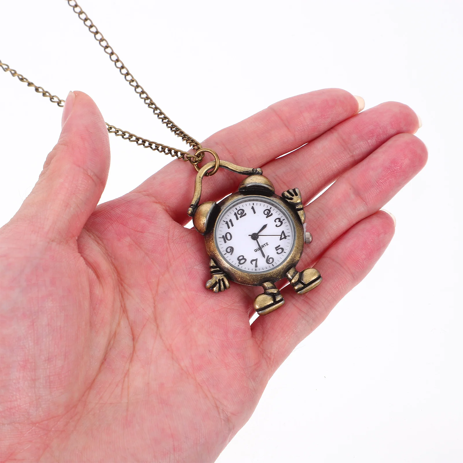 ساعة جيب كلاسيكية بحركة كوارتز مصنوعة من خليط معدني وقرص شفاف وتوقيت دقيق وقلادة على الطراز القديم للارتداء اليومي