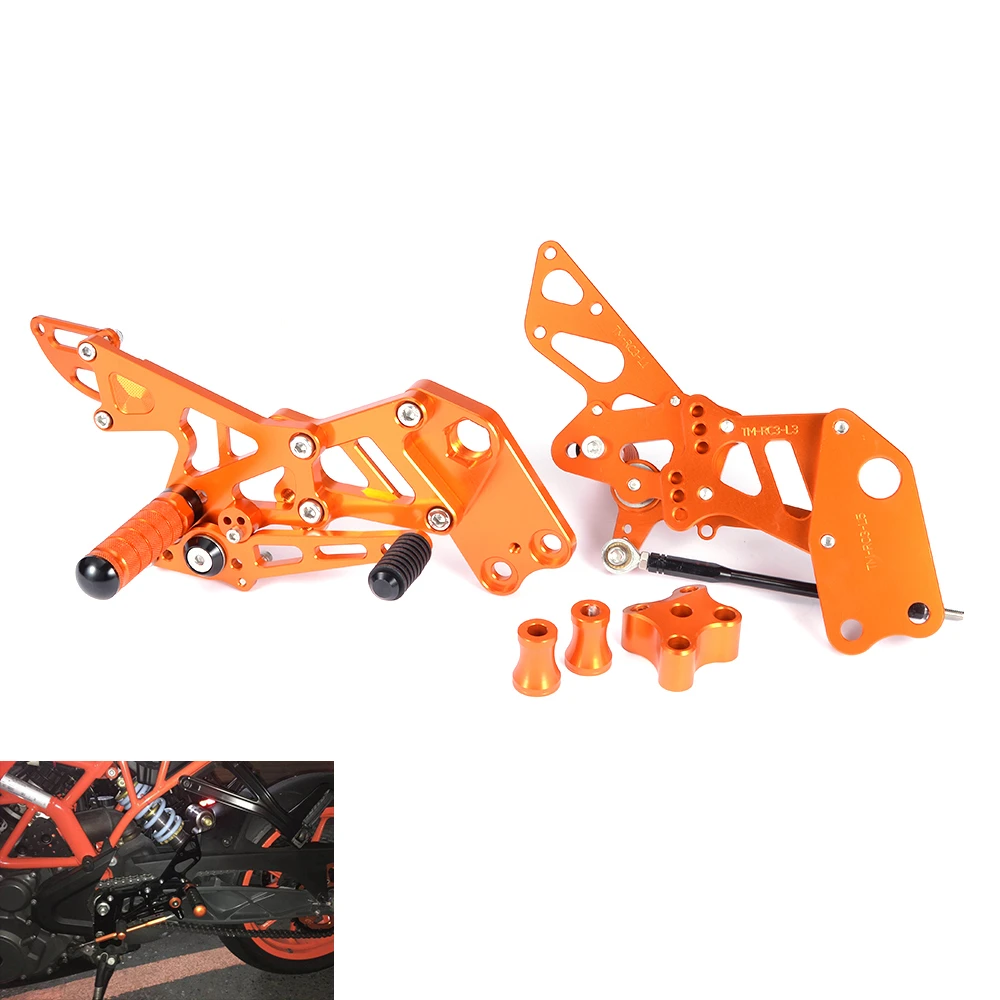 RC 125 200 390 Adjustable Motorcycle Rearset Footrests Foot Pegs Rear Set For K&TM RC125 RC200 RC390 2014-2019 2020 2021