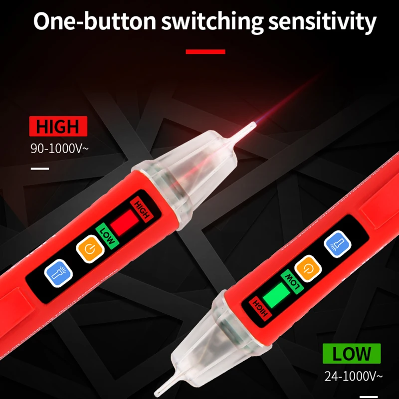 UNI-T AC-spanningsdetector UT12D Contactloze spanningstester 24V-1000V Contactloze elektrische tester Pen Power Sensor LED