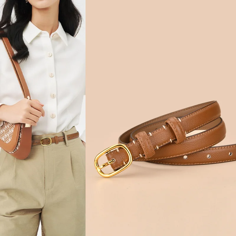 Ремень из натуральной воловьей кожи Женский, роскошный брендовый Универсальный студенческий пояс в японском стиле с пряжкой с язычком