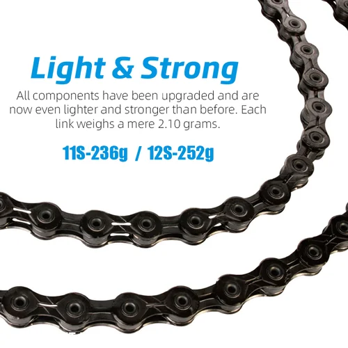 Imagen 2 del producto Cadena Original SUMC 11s con revestimiento tipo diamante, bicicleta de 11 velocidades SX11SL MTB, cadenas ultraligeras para bicicleta de carretera, piezas de cadena completamente huecas