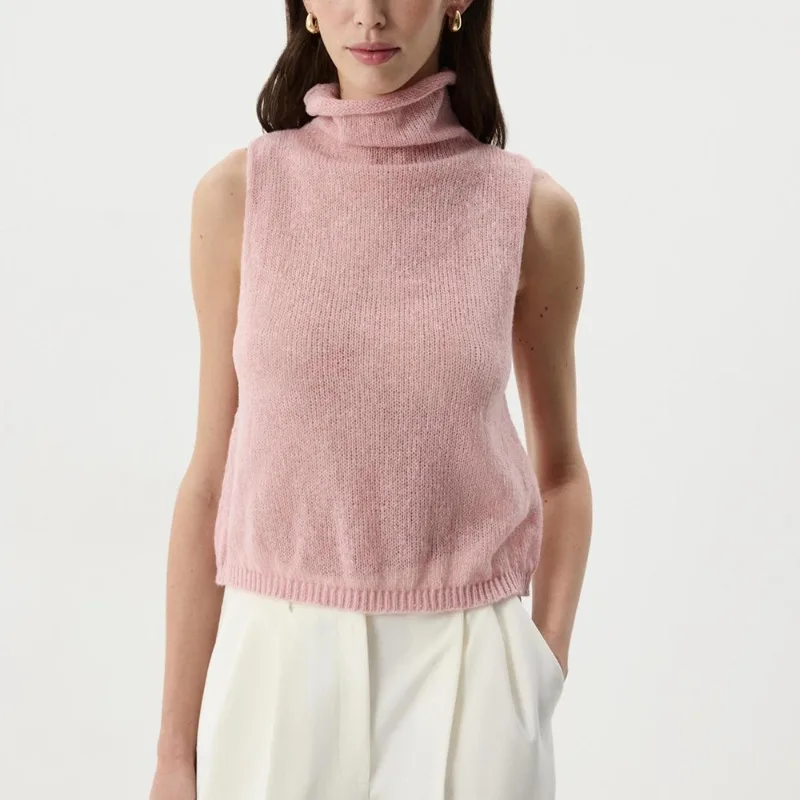 Talenza Summer Women's Pullover Fashion Hollow See-through Loose Sleeveless Knit Top New Casual Commuting Streetwear Female Tops