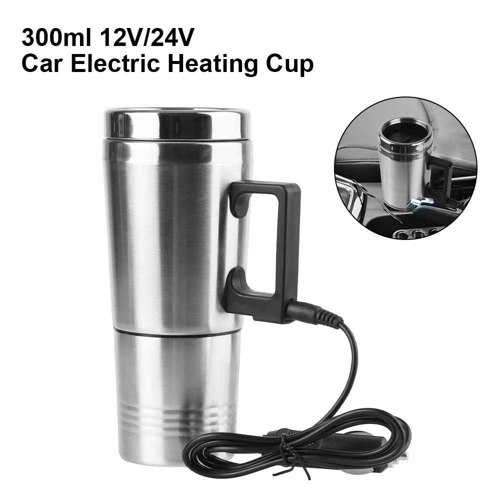 

Camping Travel Kettle Stainless Steel Vehicle Heating Cup 12V/24V 300ml Electric Heating Car Kettle