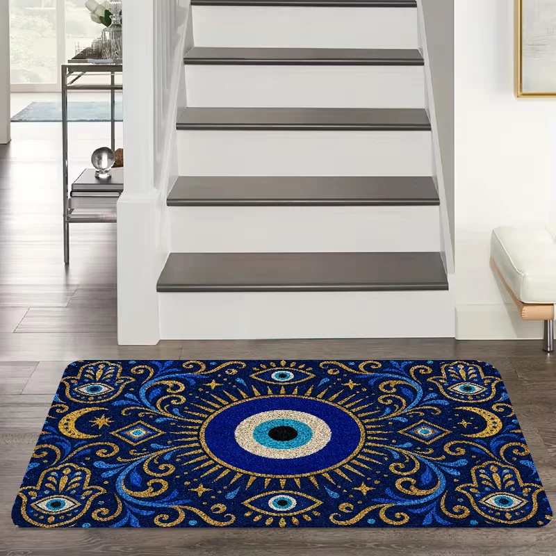 Check Ya Energy Eye Floral Rug Daisy Star Print Non Slip  Floor Mat For Spiritual Theme Home Decor