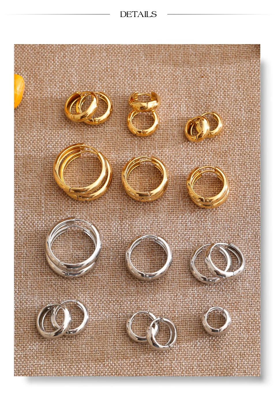 Yhpup Edelstahl-Creolen für alle Anlässe, minimalistischer, vielseitiger, lässiger Ohrschmuck für den Alltag, Großhandel – Detail 4