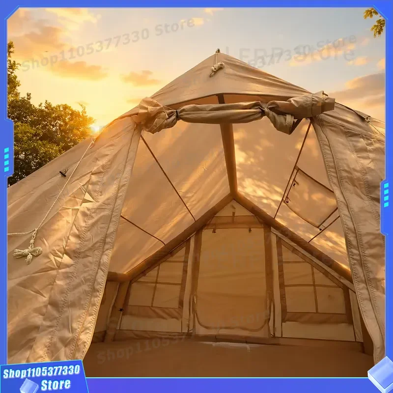 Quality 6.3sqm Inflatable Tent Entry-Level Single Door 210D Oxford Khaki Glamping Air Cabin Simple Tech Affordable Shelter