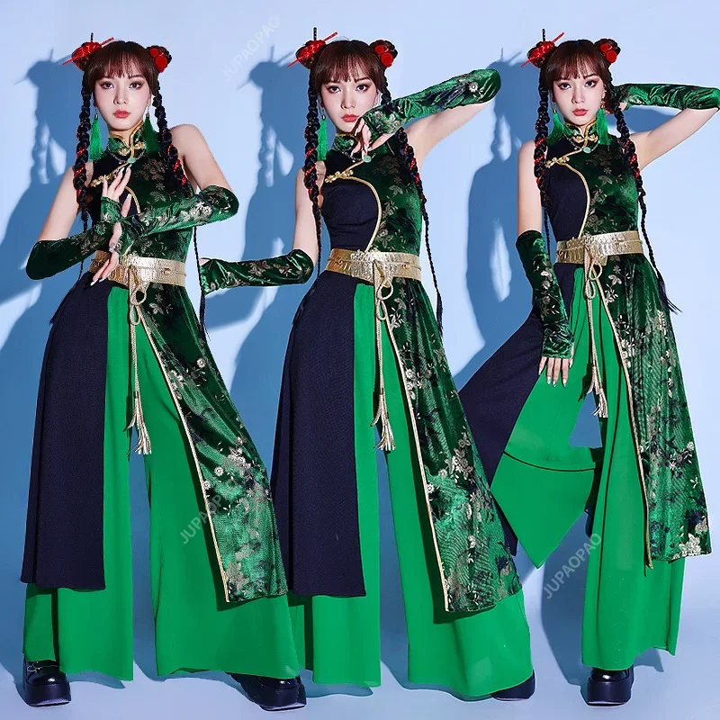 

2024, новый костюм K-POP в китайском стиле, костюм на Хэллоуин, черная праздничная одежда, женская одежда для джазовых танцев, женская одежда для групповых выступлений Y2K
