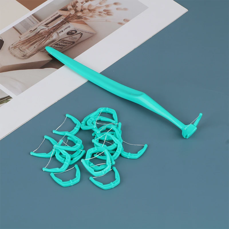 20Pcs Replaceable Dental Floss Sticks Oral Cleaning Reusable Floss Sticks Dental Teeth Sticks Oral Care Hygiene Toothpick