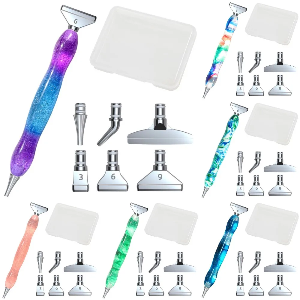 Ergonomic Glitter Resin Diamond Painting Pen Diamond Painting Tool and Accessories Point Drill Pen With Metal Pen Heads Kits