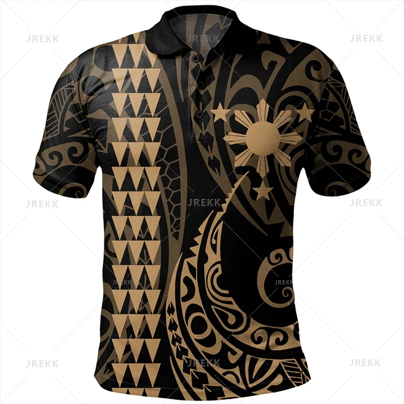 Vintage 3D Philippines Ethnic Polynesian Patterns Print Polo Shirt Proud To Be Philippines Graphic Polo Shirts For Men Polos Top