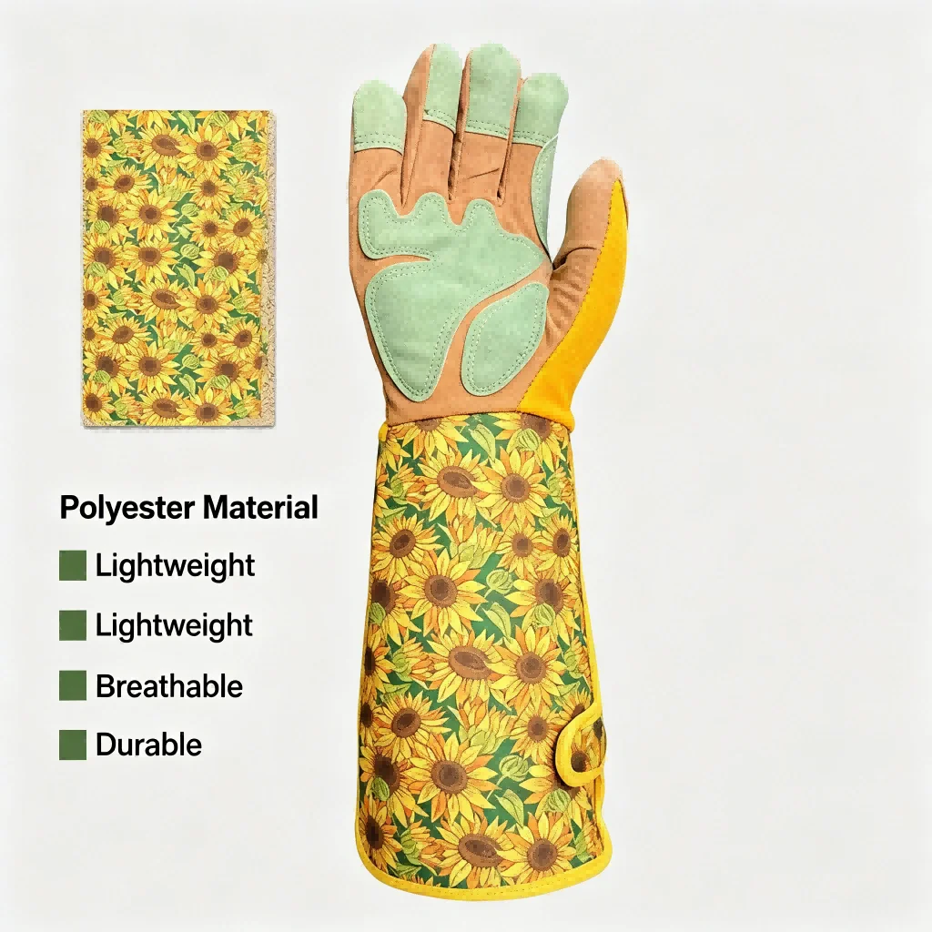 Gardening Gloves Sunflower Microfiber Polyester Nylon 36x15x2cm Extended Cuff Design with Puncture Resistance and Secure Fit