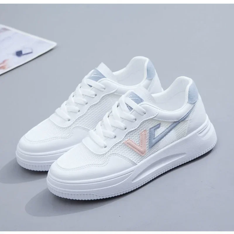 Women's Mesh Surface Shoes Breathable White Shoes Youth Girls Running Sneakers All-Matching Casuals Ladies Light Vulcanize Shoes