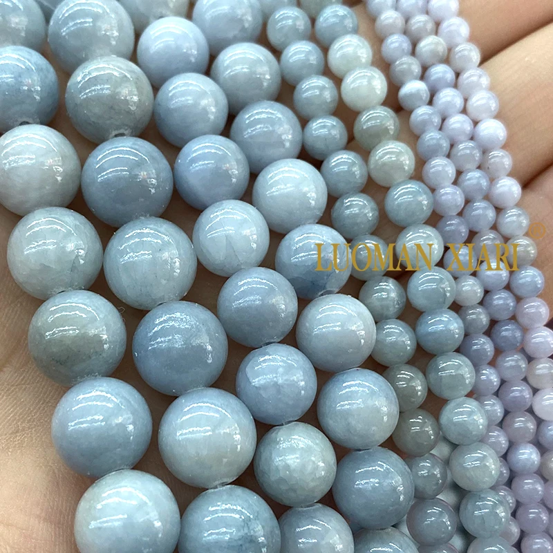 6 8 10 12MM Natural Persian Jades Dark Blue Angelite Color Stone Loose Spacer Beads for Jewelry Making DIY Bracelet Accessories