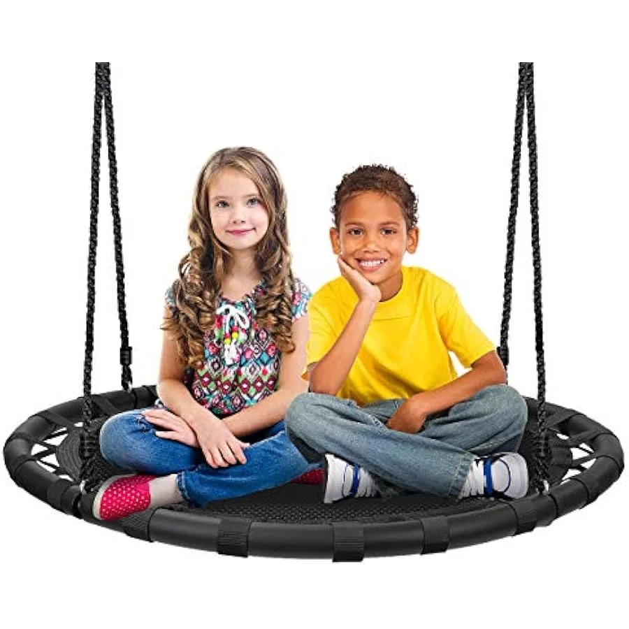 

Sorbus Saucer Tree Swing Outdoor Disc Round Swing 40 Heavy Duty 220lbs Seat Easy Install Flying Saucer Web Circle Swing for Pla