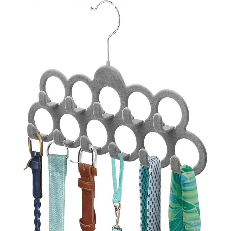 

ManGotree Hangers, Baby Organizer, Flocked Velvet Finish, Silk Scarf Holder With 11 Loops And Hooks For Shawl