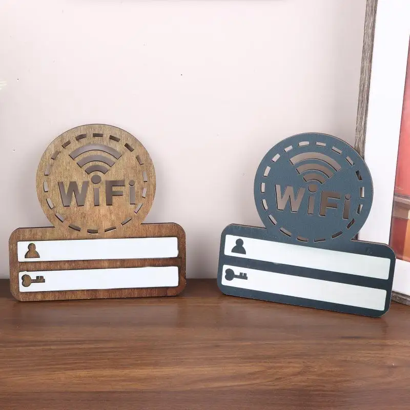 1Pc Rustic Wooden WiFi Password Sign Minimalist Durable Wall-Mounted Wireless Network Indicator Plaque Home Decoration