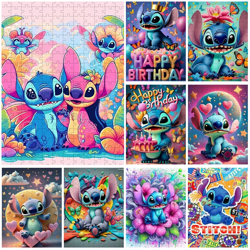 

Пазл Disney Lilo & Stitch, 300/500/1000 шт., пазлы, детские развивающие игрушки с героями мультфильмов, декомпрессионная игра для взрослых
