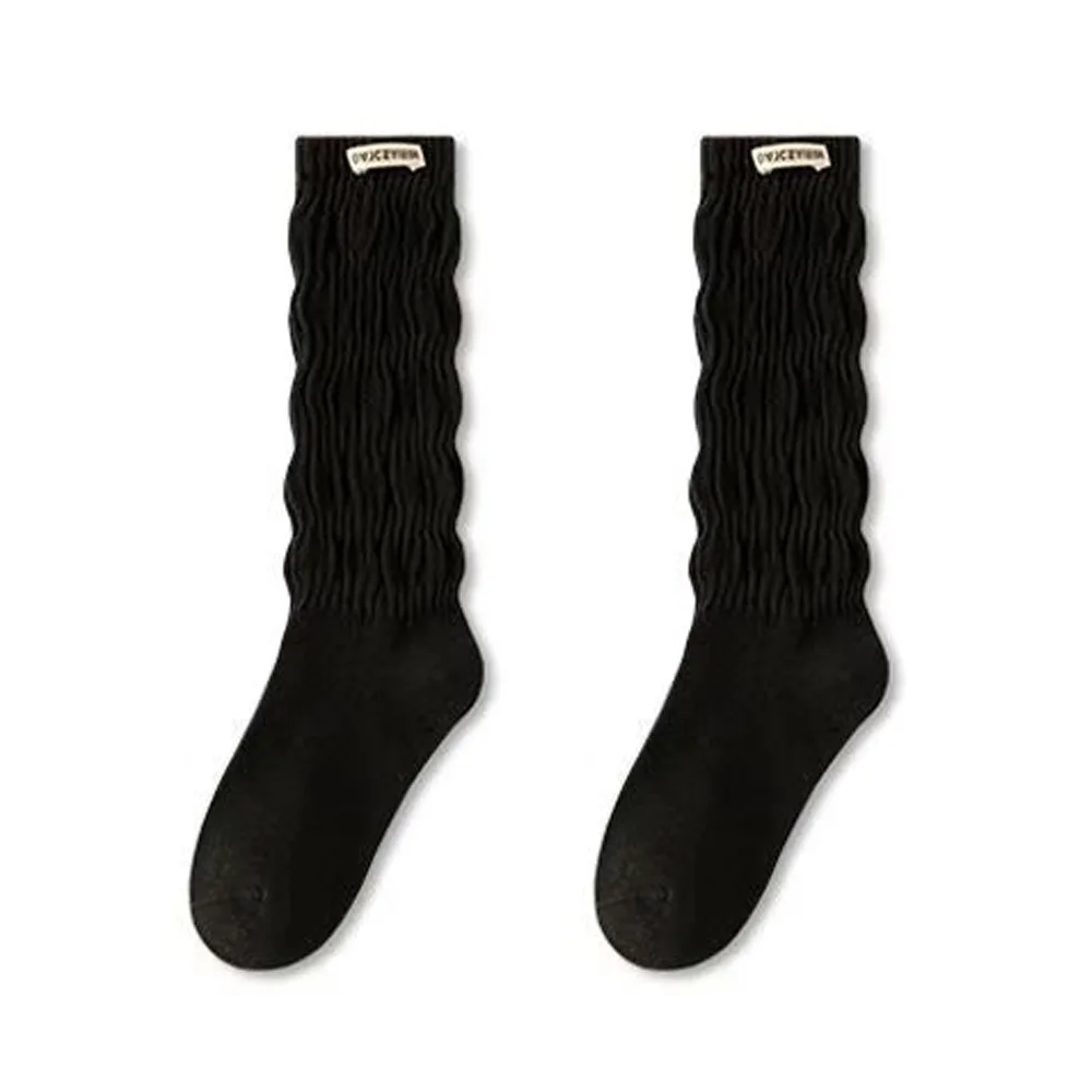Fashion Elastic Tiered Piled Calf Socks Warm Lolita Knitted High Socks Cotton Autumn Winter Long Socks for Women Girls