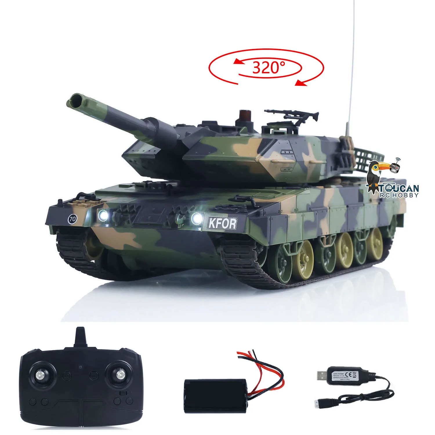 Heng Long RC Tank 1/24 3809 Leopard2A5 2.4GHz Remote Control BB Infrared Battle Tank Model Spray Water Battery RC Panzer Toys