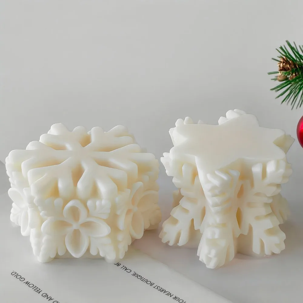 Snowflake Pillar Aromatherapy Candle Silicone Molds DIY Geometry Flower Plaster Resin Handmade Craft Christmas Home Decor Making