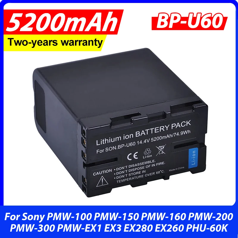 

Новый аккумулятор BP-U60 BP U60 BPU60 BP-U90 емкостью 5200 мАч для Sony PMW-100 PMW-150 PMW-160 PMW-200 PMW-300 PMW-EX1 EX3 EX280 EX260 PHU-60K