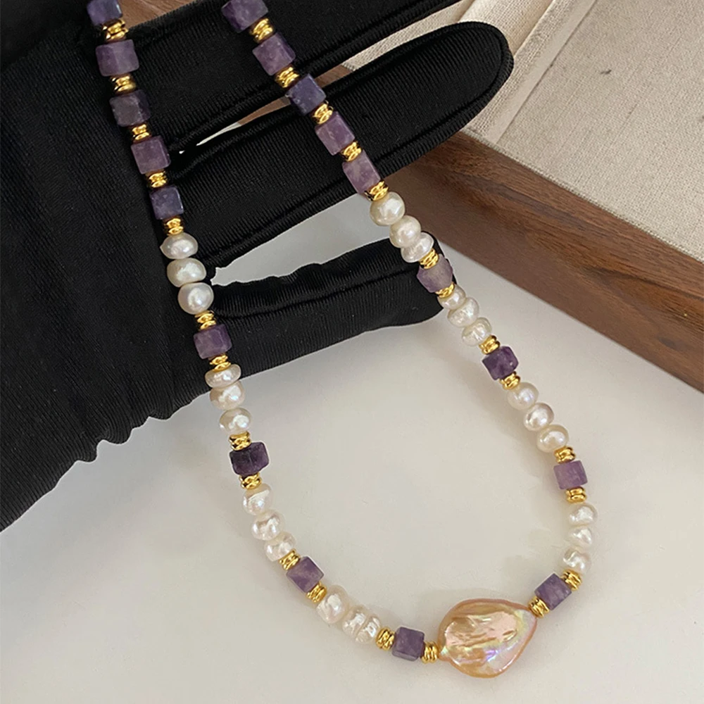 Collier de chaîne de chandail en pierre naturelle pour femme, tour de cou vintage, bijoux de tempérament, cadeau de fête pour fille, vente en gros