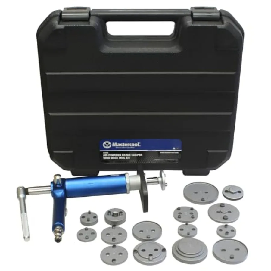 Air-Powered Brake Caliper Wind-Back Tool Kit 15-Piece Adapter Set, Left/Right Hand Operation, 3/8