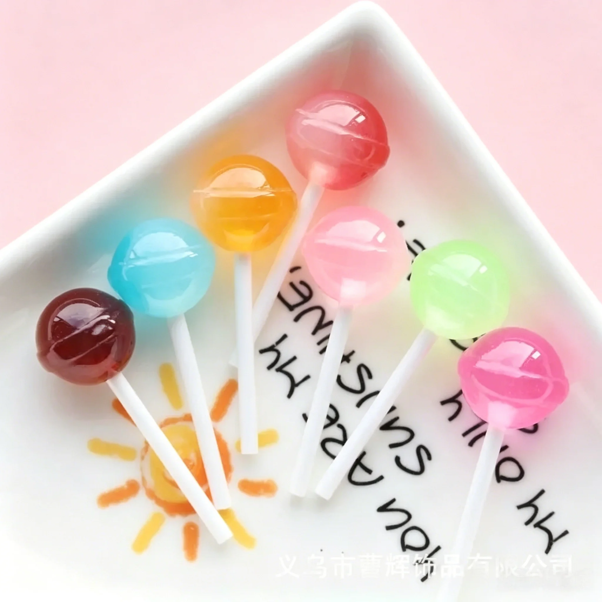 10Pcs Kawaii Mini Candy Lollipop Resin Flatback Cabochons, Fake Sweet Candy Charms
