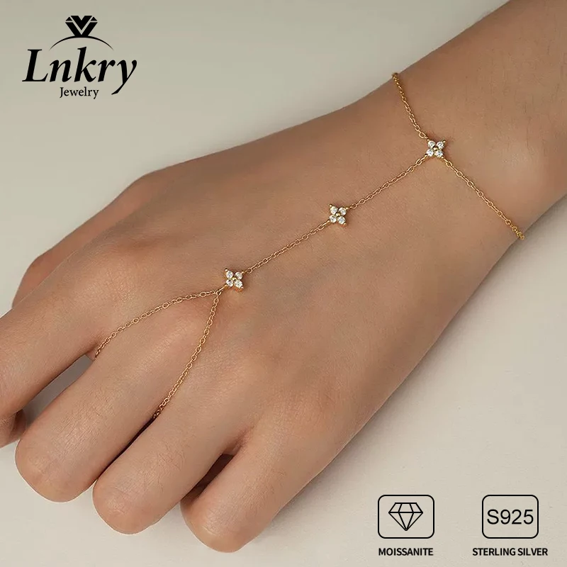 

Сертифицированный Lnkry браслет из муассанита 2 мм с пальцем, стерлинговое серебро 925 пробы, браслеты с клевером для женщин, ювелирные изделия на ручную цепочку