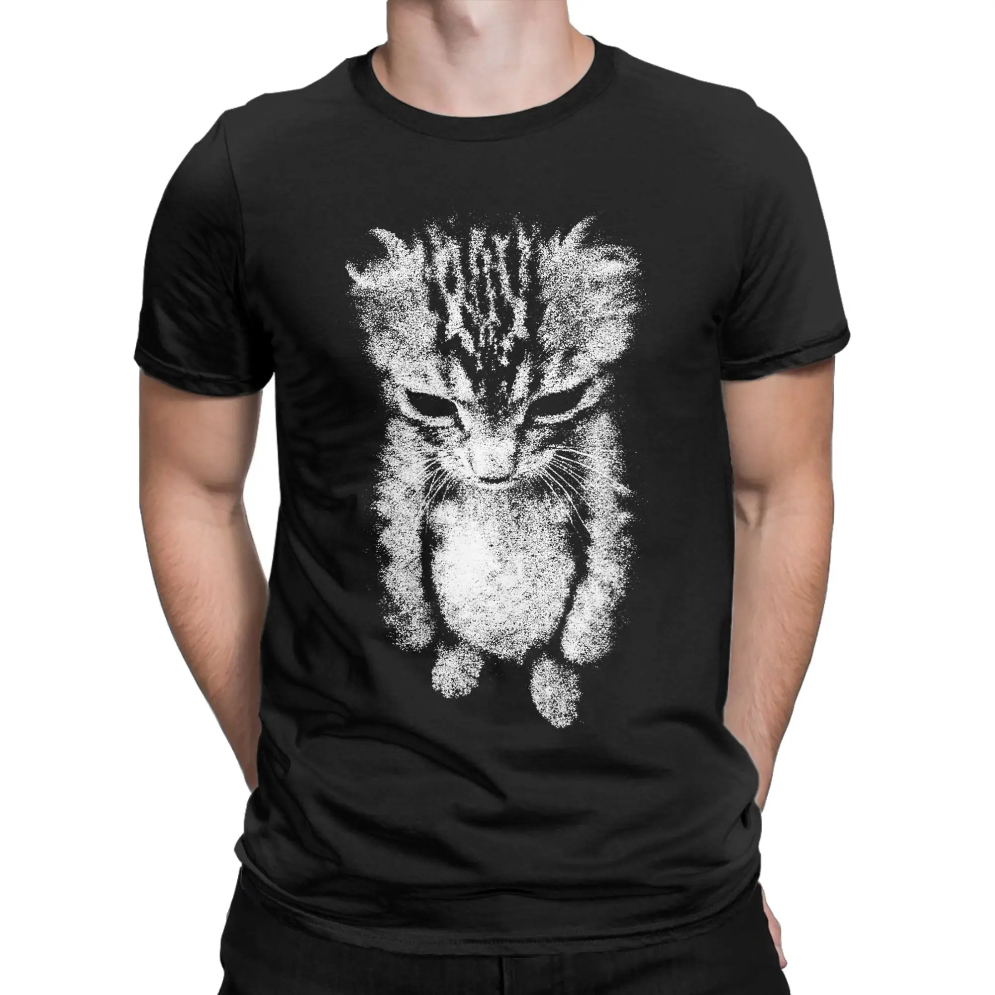 Camisetas de algodón de manga corta para hombre, diseño de gato Munchkin, divertido, triste, llorando, meme de gato, para amantes de los gatos, camisetas de verano