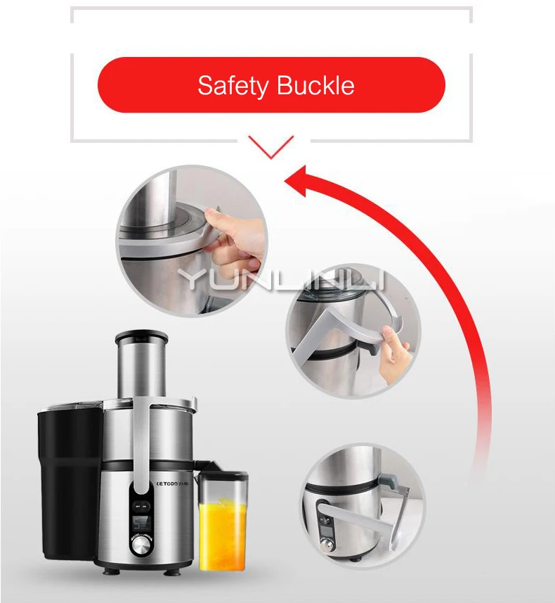 Commerciële Juicer 1000W Volautomatische Sapcentrifuge Intelligente Roestvrijstalen Sapmachine Huishoudelijke Juicer