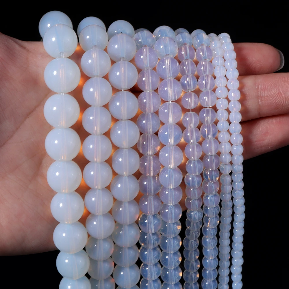 4/6/8/10/12mm White Opal Glass Beads Round Loose Spacers Beads For Jewelry Making DIY Handmade Bracelet Necklace Accessories