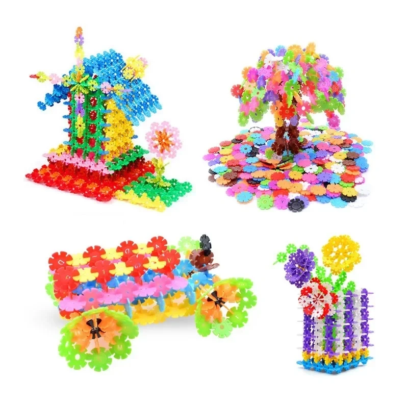 100pcs/200pcs/lot Plastic Snowflake Building Blocks for Kids Construction Toys Children 3D Puzzle Baby Assembly Toy Game Kids