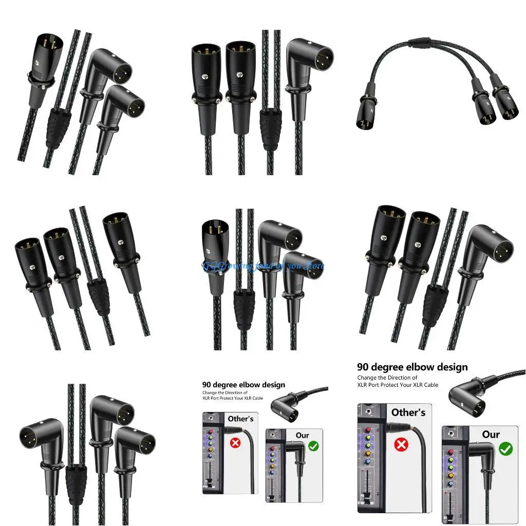 

H9EB Balanced 3Pin Splitter Cable 1 Male to 2 Male Microphone Cable Splitter