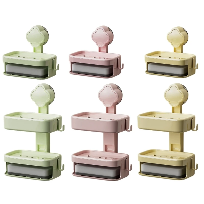 Soap Rack No Drilling Wall Mounted Single/Double Layer Soap Holder Soap Sponge Dish Bathroom Accessories Self Adhesive