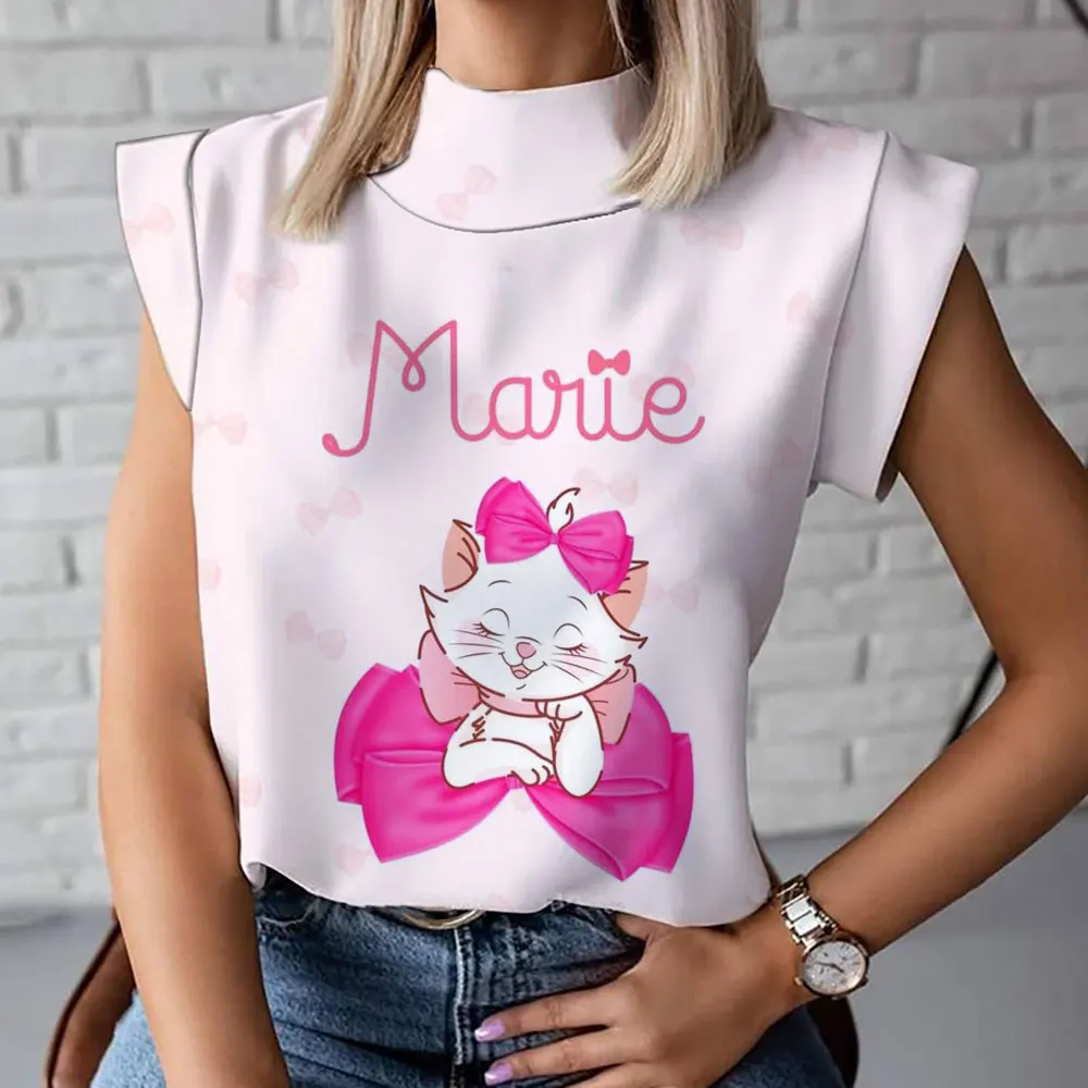 Hallo Kitty Frauen Roll kragen T-Shirt Cartoon Mode bequeme lässige Frauen Kurzarm T-Shirt Sommer Frauen T-Shirt