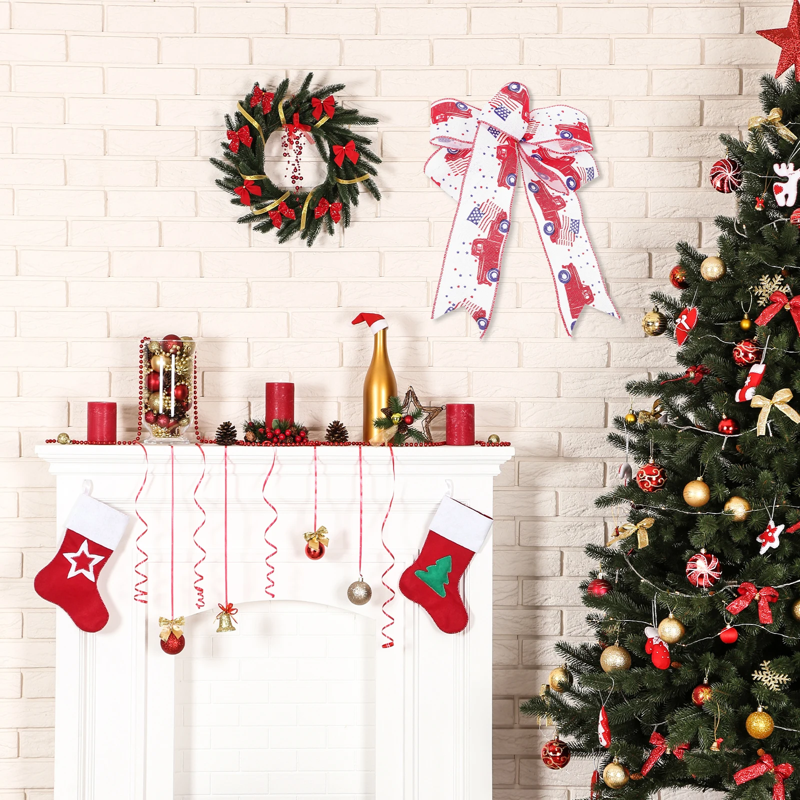 

3Pcs Patriotic Bows Large American Flag Design Perfect for July 4th Independence Day Decoration Craft DIY Bowknot Ornament