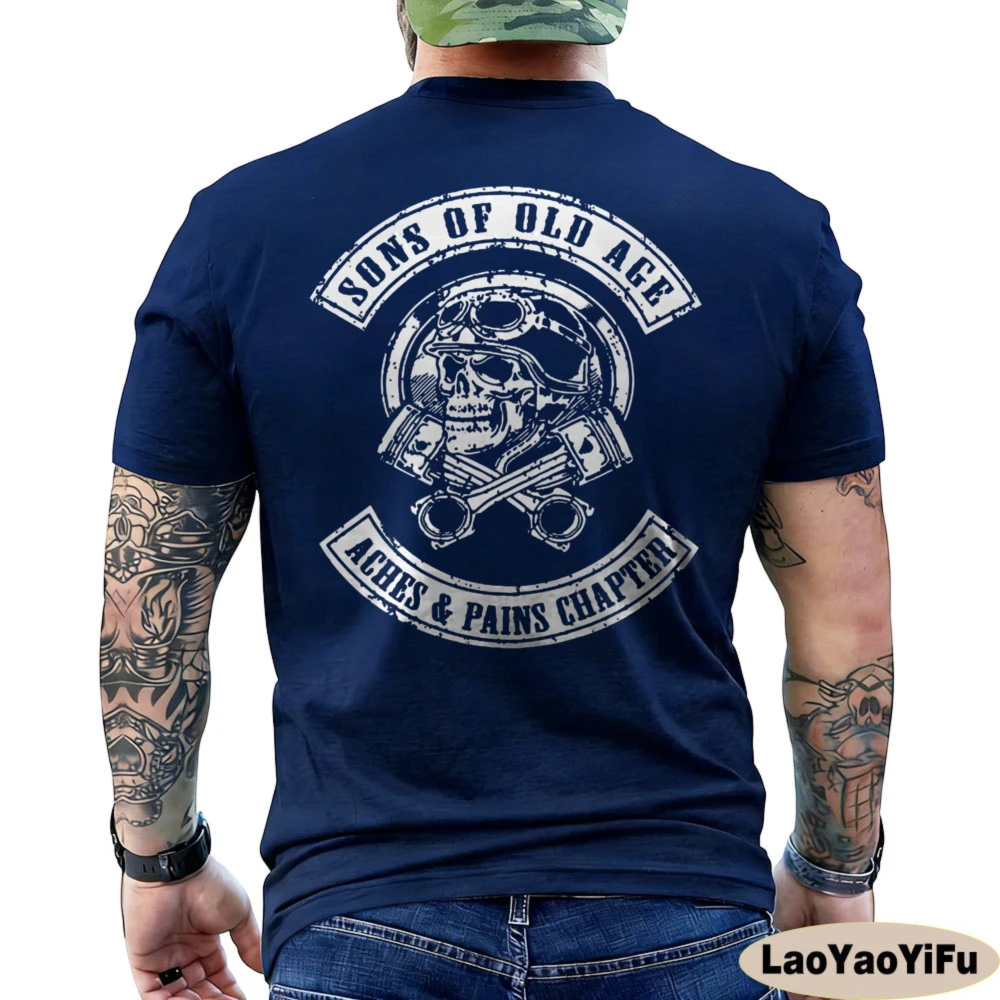 Sons of Old Age Aches and Pains Chapter (ON BACK) Unisex T-Shirt Cool Skul Tops Men Hip Hop Loose T Shirts O-neck Graphic Tops