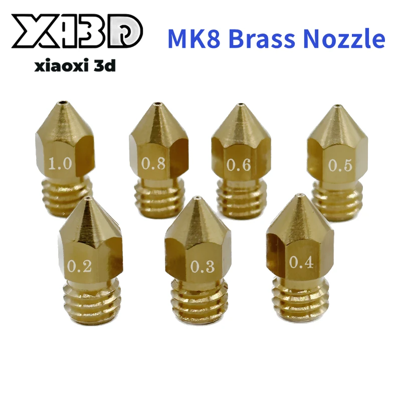 10/20 Pcs MK8 Brass Nozzle 0.2MM 0.3MM 0.4MM 0.5MM 0.6MM Extruder Head Nozzles For 1.75MM CR10 CR10S Ender-3 3D Printer Parts