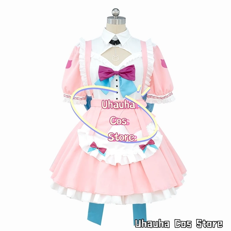 Virtual YouTuber Yuuki Sakuna Cosplay Costume Lolita Servant Kawaii Apron Dress Wig Japanese Anime Show Role-playing Suit2025