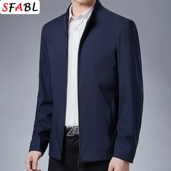 Solid Quality Men's Jacket Business Casual Luxury Blazer for Men Zipper Jacket Office Dress Coat Spring Autumn New Outerwear 3XL 2