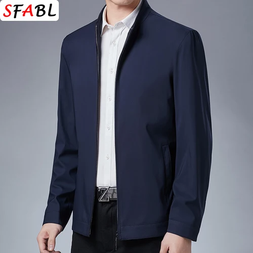 Imagen 2 del producto Chaqueta de negocios para hombre, Blazer informal de lujo con cremallera, vestido de oficina, abrigo de primavera y otoño, ropa de abrigo de calidad sólida, nuevo, 3XL