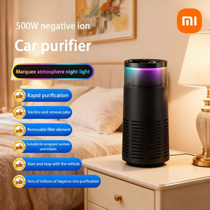 Xiaomi purificador de ar do carro purificação rápida remoção de odores de formaldeído dentro do carro íon negativo luz ambiente purificador de ar do carro