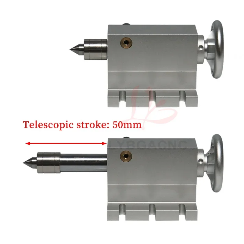 

CNC Tailstock 4th Axis MT2 Rotary Movable Lathe Engraver Machine Chuck Center Height 65mm Woodworking Lathe Retractable Tail Top