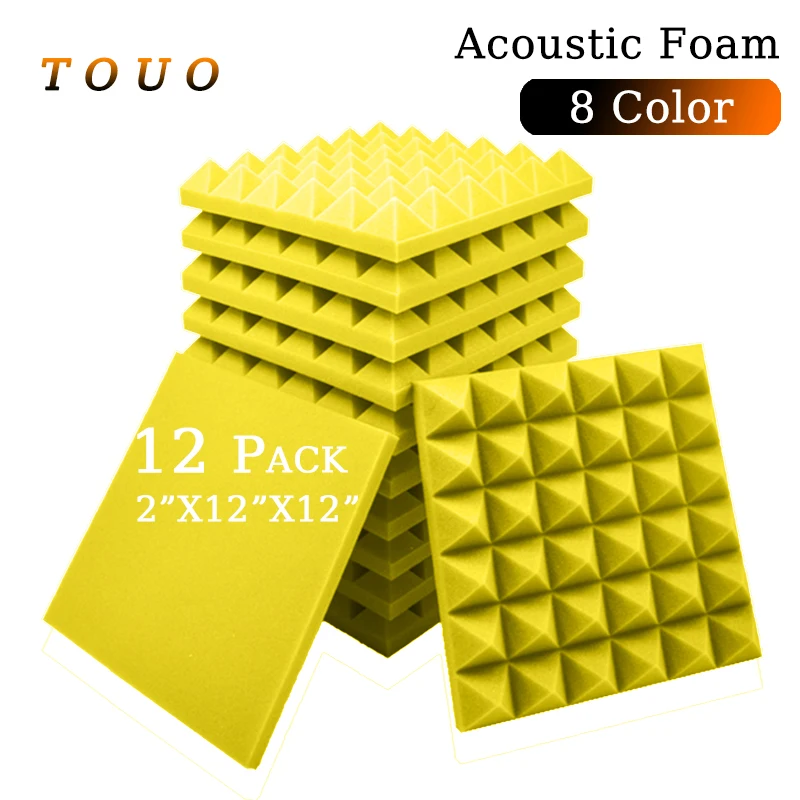 

TOUO Studio Acoustic Foam 12 Pc Sound Absorbing Panel High Density Sound Proof Foam For Home Wall Ceiling Acoustic Insulation