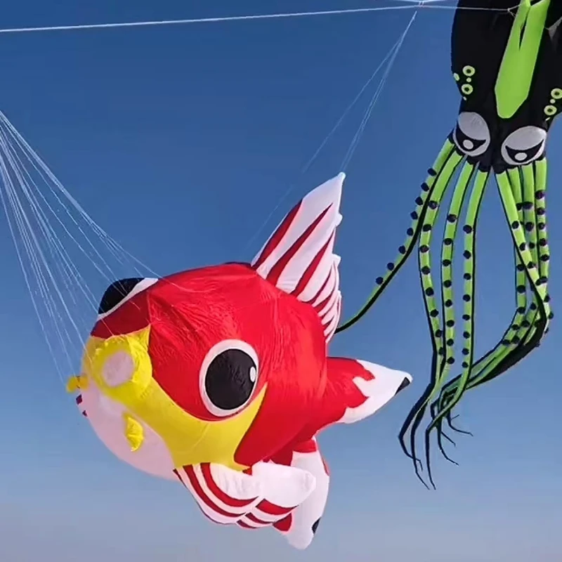 

5m large soft kites flying goldfish kites pendant inflatable alien kites factory outdoor play toy Line winder koi outdoor games