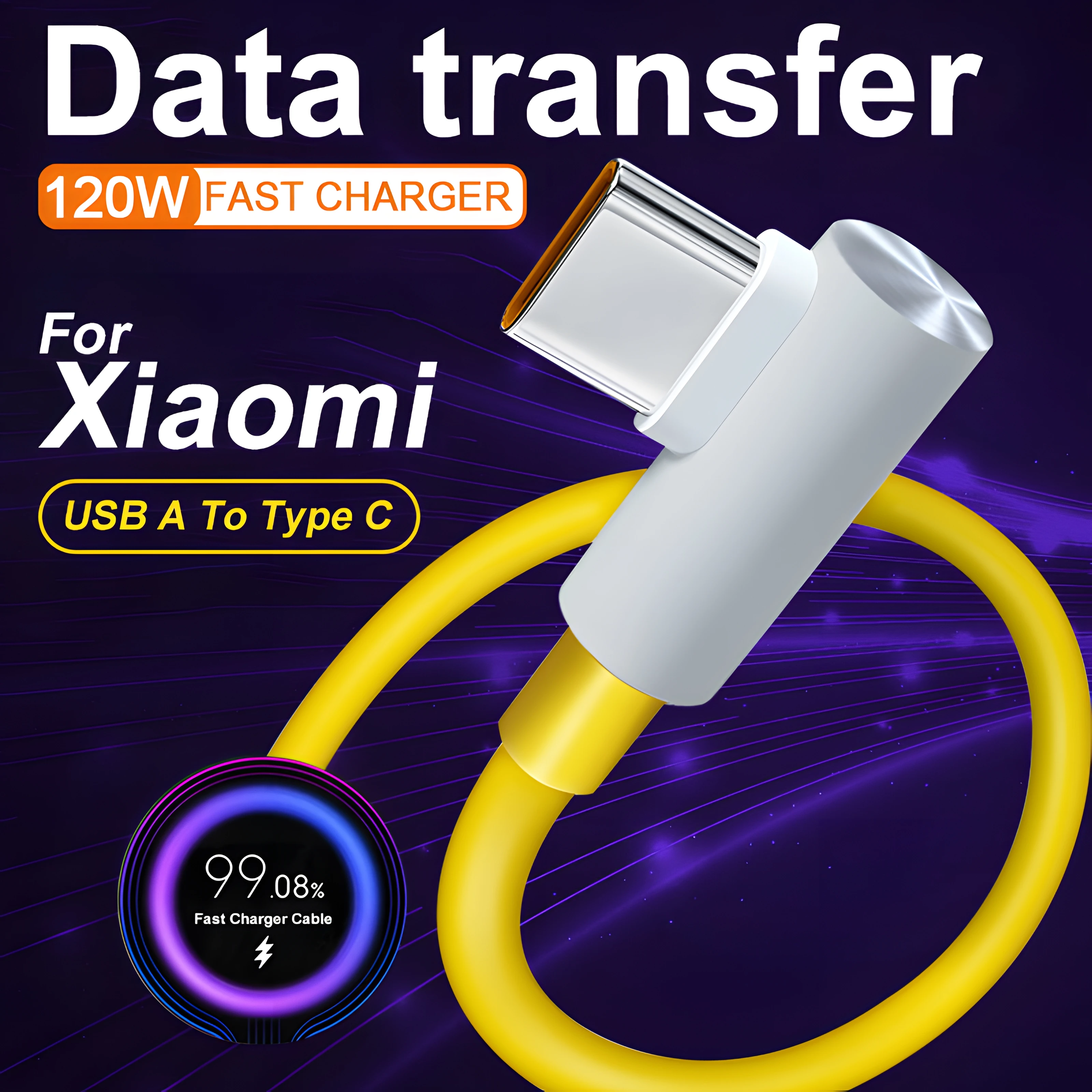 120W Elbow USB Fast Charging Cable For Xiaomi 14 13 Pro Ultra Redmi Series Notebook USB A To Type C Data Transfer Charging wire