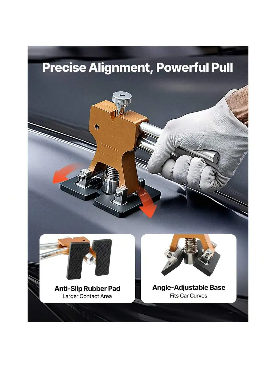 

61-Piece Paintless Dent Repair Kit With Slide Hammer, Lifter, Glue Gun For Car Body Hail Damage