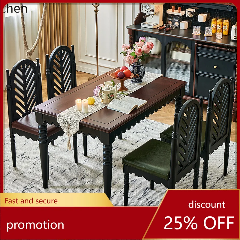 

HT all solid wood dining table with drawers rectangular dining table dining room furniture